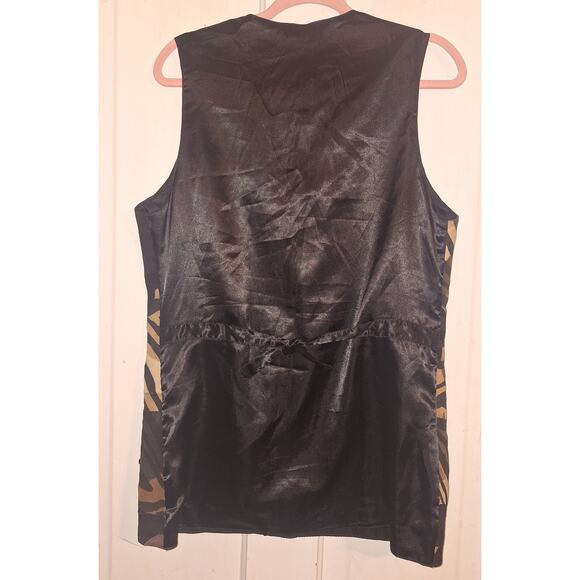 Vintage Women's Size Medium Animal Print   Leather Vest Boho Western Patchwork - Picture 2 of 4